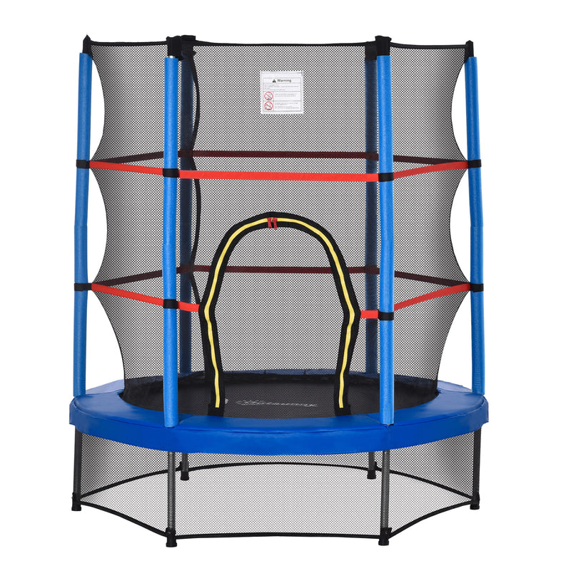 Aosom 55" Kids Trampoline with Enclosure Net for Indoor/Outdoor, Trampoline for Boys and Girls Age 3-6 Years, Blue