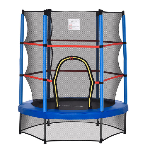 Aosom 55" Kids Trampoline with Enclosure Net for Indoor/Outdoor, Trampoline for Boys and Girls Age 3-6 Years, Blue