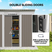 7' x 3.6' Outdoor Storage Shed, Metal Garden Tool Storage House Organizer with Lockable Sliding Doors and Vents for Backyard Patio Lawn, Light Grey