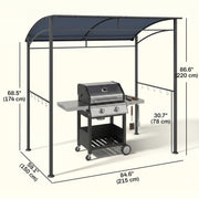 Outsunny - 7' x 5' BBQ Grill Gazebo Tent, Garden Grill Canopy with Steel Frame and Hooks, Outdoor Sun Shade, Grey