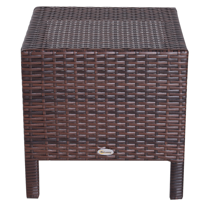 Outsunny - Set of 3 Wicker Nesting Tables Patio Rattan Snack End Side Tables Hand Woven All Weather Garden Outdoor Home Furniture Brown