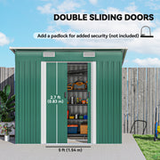7'x 4' Metal Patio Storage Shed Garden Lockable Shed Tool Utility Storage Unit, Green