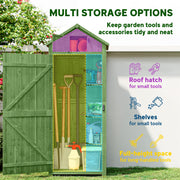 30" x 21" x 71" Garden Storage Shed, Outdoor Tool Utility Storage House with 3 Tier Shelves and Roof, Green