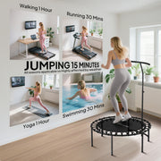 Soozier 40" Rebounder Trampoline ,Mini Trampoline Indoor with Adjustable Handle, Quiet and Safe Bungee Rebounder,Black