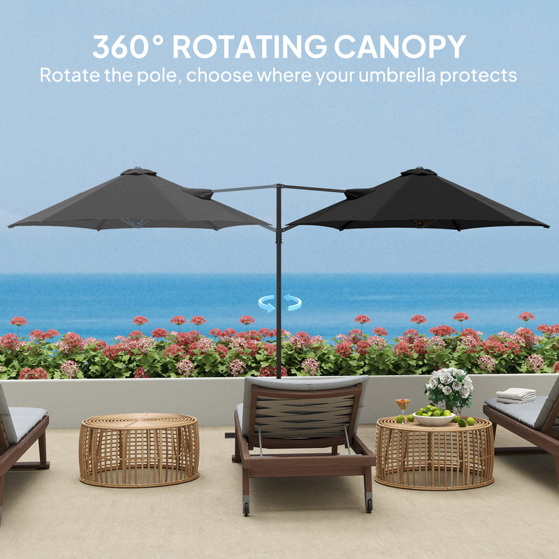 8.5FT Offset Patio Umbrella 360° Rotation Cantilever Parasol Outdoor Cantilever Roma Parasol Φ100.8" x 96.5"H Black