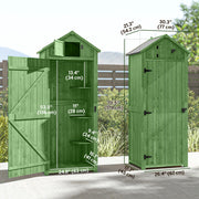 30" x 21" x 71" Garden Storage Shed, Outdoor Tool Utility Storage House with 3 Tier Shelves and Roof, Green