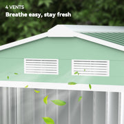 7' x 4' x 6' Garden Storage Shed Outdoor Patio Metal Tool Storage House w/ Foundation Kit and Double Doors Light Green