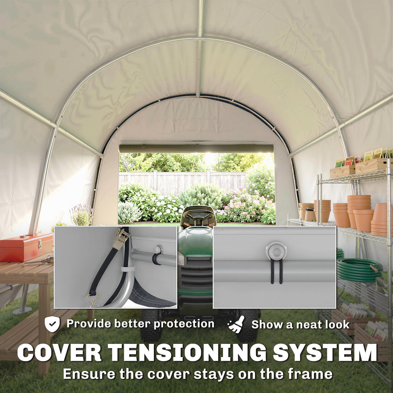 10' x 10' Outdoor Storage Tent, Heavy Duty and Waterproof Portable Shed for Bike, Motorcycle & Garden Tools