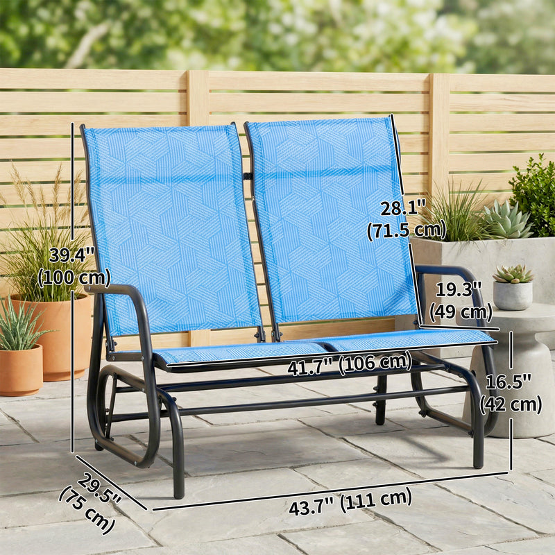 Outsunny - Outdoor Glider Bench, Patio Glider for 2 Persons, Blue