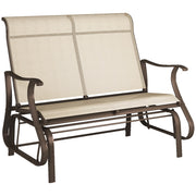Outsunny - 2-Person Outdoor Glider Chair, Patio Glider Rocking Chair with Mesh Seat and Backrest, Steel Frame for Outdoor, Backyard, Khaki