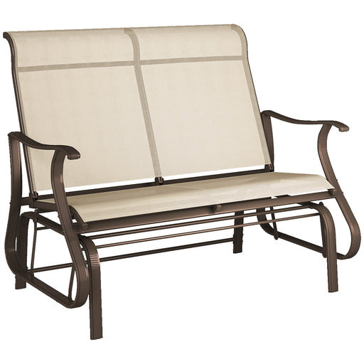 Outsunny - 2-Person Outdoor Glider Chair, Patio Glider Rocking Chair with Mesh Seat and Backrest, Steel Frame for Outdoor, Backyard, Khaki