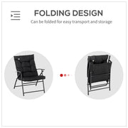 Outsunny - Foldable Lounge Chair, Fabric Upholstered Recliner, Outdoor Lounger with Armrest, Metal Frame for Backyard, Black