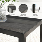 Outsunny - Outdoor Dining Sets for 8 with Stackable Chairs, Patio Dining Set with Glass Top Table for Garden, Patio, Backyard, Dark Grey