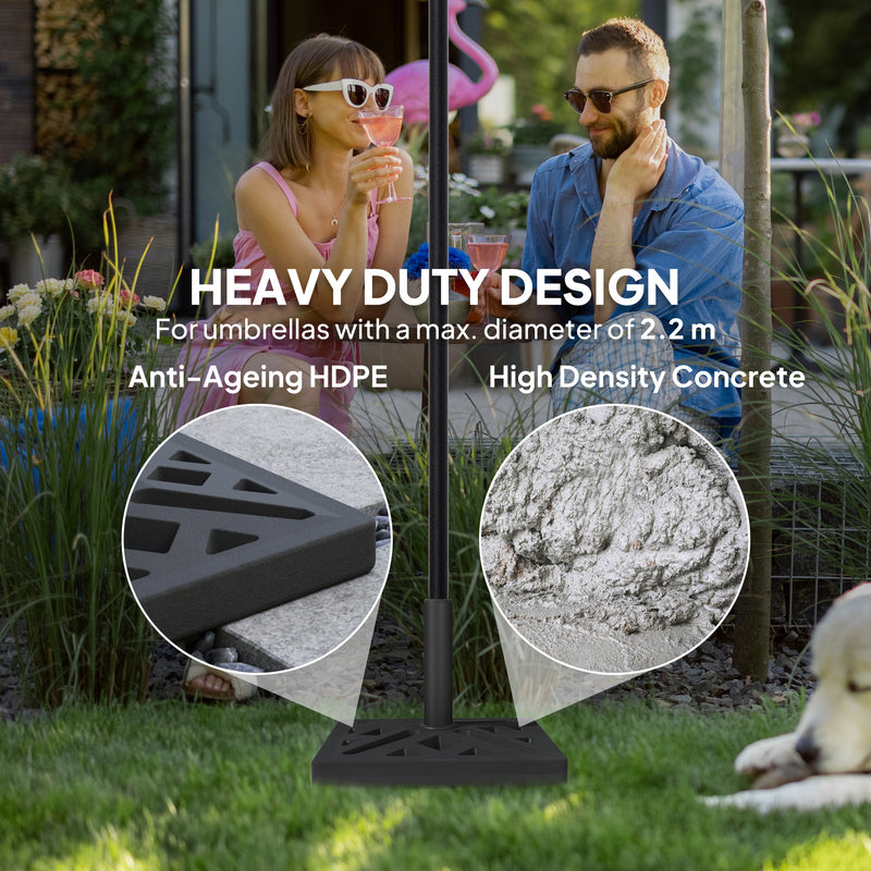 Outsunny - Umbrella Base, 33lbs HDPE Outdoor Umbrella Stand Parasol Stand with Cut-Out Design — 84D-352V00BK