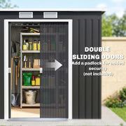 7 x 4ft Galvanised Steel Garden Shed, with Foundation Kit - Dark Grey