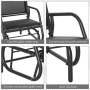 Outsunny - Patio Glider Set of 2 Outdoor Glider Chair with Breathable Mesh Seat & Backrest, Armrests and Metal Frame, Black