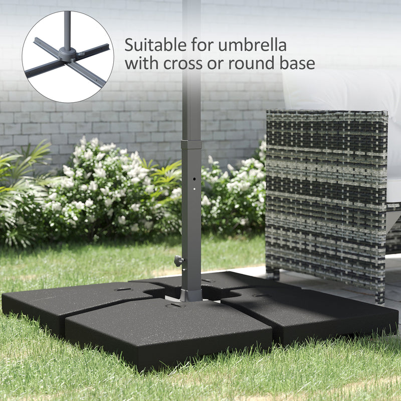 Outsunny - 4 Pieces Base Weight Stand, Heavy Duty Square Offset Cantilever Umbrella Stand Weighted Base, Total 264Lbs Sand/176Lbs Water Filled — 84D-048