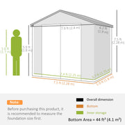 8' x 6' Plastic Garden Storage Shed with Latch Door, Vents, Sloped Roof, Light Grey