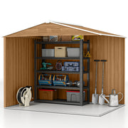 8' x 6' Outdoor Storage Shed, Metal Garden Tool Storage House with Lockable Sliding Doors and Vents for Backyard Patio Lawn, Dark Brown