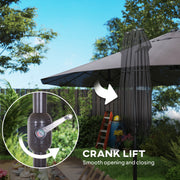 15' Double-Sided Patio Umbrella Parasol Sun Shelter Canopy Shade Grey