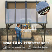 Outsunny - Hardtop Grill Gazebo, Lean-to BBQ Shelter with Polycarbonate Roof for Outdoor, Patio, Lawn