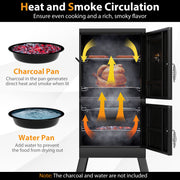 Costway - Vertical 2-tier Outdoor Barbeque Grill with Temperature Gauge