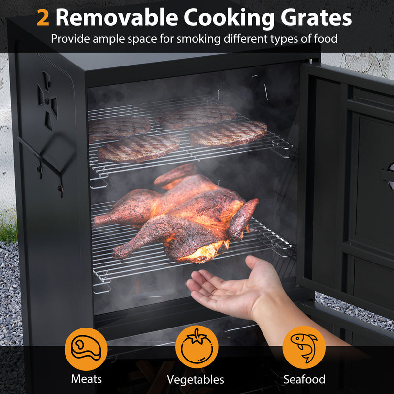 Costway - Vertical 2-tier Outdoor Barbeque Grill with Temperature Gauge