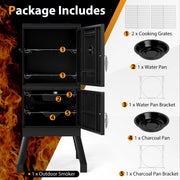 Costway - Vertical 2-tier Outdoor Barbeque Grill with Temperature Gauge