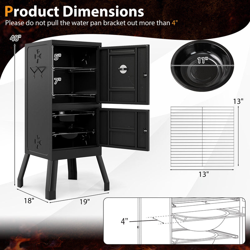 Costway - Vertical 2-tier Outdoor Barbeque Grill with Temperature Gauge
