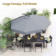 11FT Offset Hanging Patio Umbrella Cantilever Umbrella with Easy Tilt Adjustment, Cross Base and 8 Ribs for Backyard, Poolside, Lawn and Garden, Dark Grey
