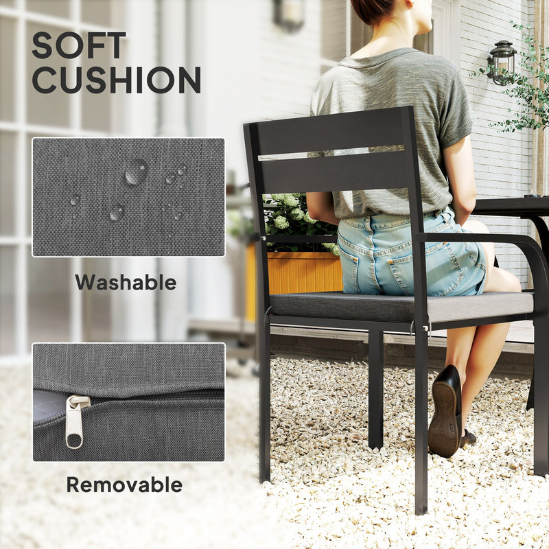 Outsunny - 2 Piece Outdoor Dining Chairs with Aluminum Frame, Soft Cushion, for Deck, Garden, Balcony, Poolside, Grey