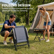 Outsunny - 3pc Patio Rocking Chair Set, Folding Outdoor Rocking Chairs and Table Bistro Set w/ Breathable Mesh Seat & Backrest, Headrest for Park, Backyard, Garden, Grey