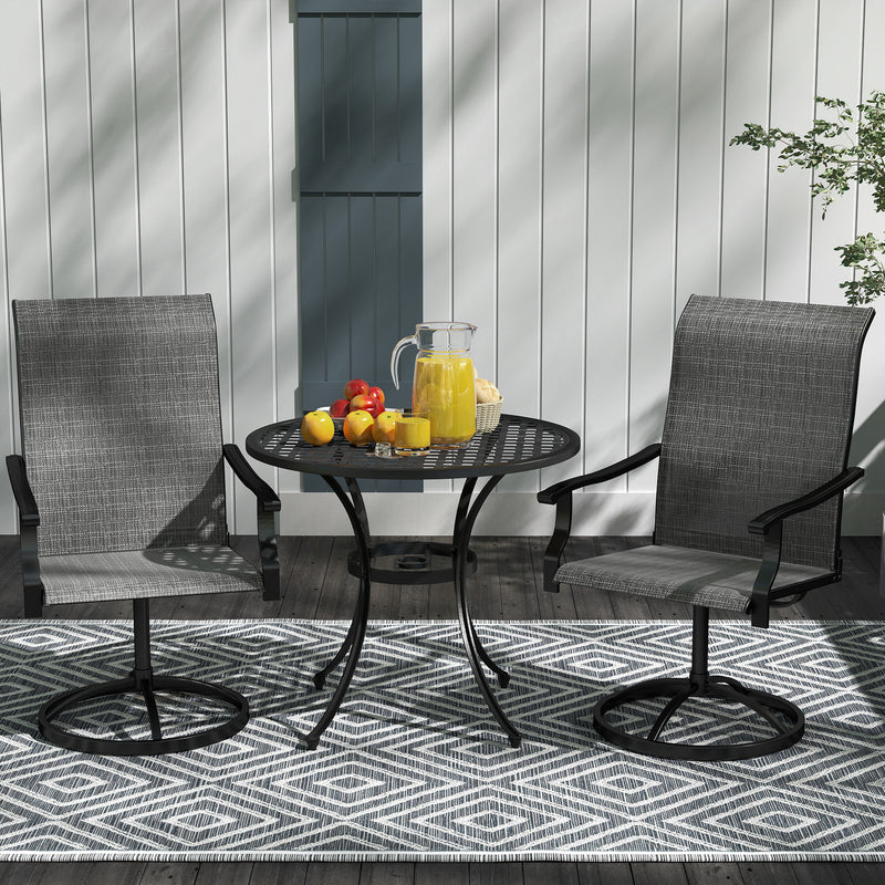 Outsunny - Outdoor Swivel Dining Chairs Set of 2, High Back Swivel Chairs with All Weather Mesh for Deck, Backyard, Poolside, Grey