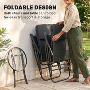 Outsunny - 3pc Patio Foldable Rocking Chair Set, Outdoor Rocking Chairs and Table Set w/ Padded Seat, Headrest, Backrest for Backyard, Garden, Red