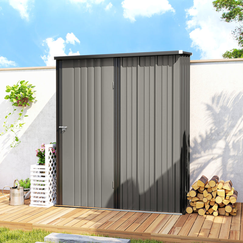 5' x 3' Outdoor Storage Shed, Steel Garden Shed with Single Lockable Door, Tool Storage Shed for Backyard, Grey