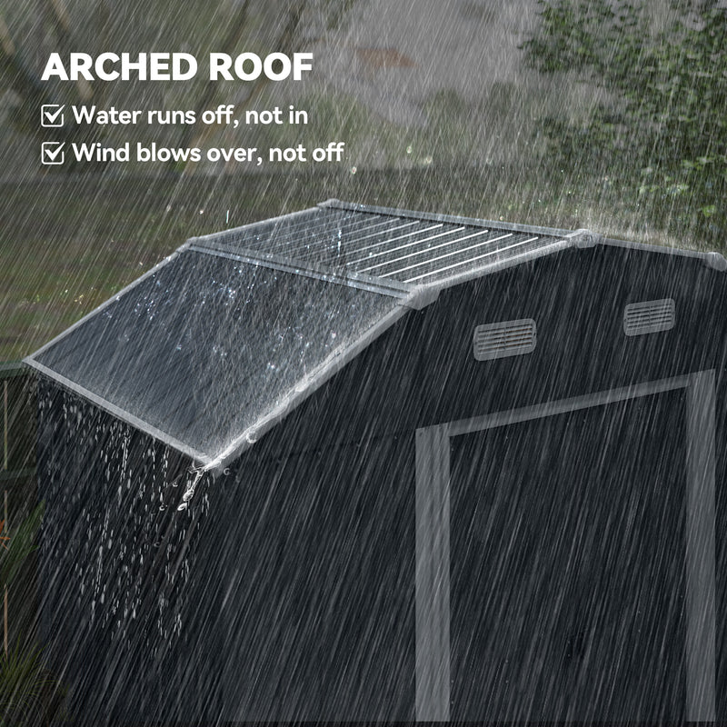 8' x 4' Galvanized Outdoor Storage Shed, Garden Shed with Adjustable Shelves, Double Sliding Doors and Vents