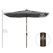 6.5x10ft Patio Umbrella Tilt Aluminum Outdoor Market Parasol with Solar Powered LEDs, Crank - Dark Grey