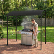 Outsunny - 7' x 5' Garden Grill Canopy, BBQ Grill Gazebo Tent with Steel Frame and Hooks, Outdoor Sun Shade, Black