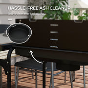 Outsunny - Charcoal Barbecue Grill with Adjustable Grill Height, Portable BBQ Trolley with Ash Catcher and Wheels, Black