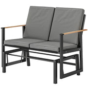Outsunny - Outdoor Glider Bench for 2 Person, Patio Glider Loveseat with Thick Cushions for Garden Balcony Porch, Dark Grey