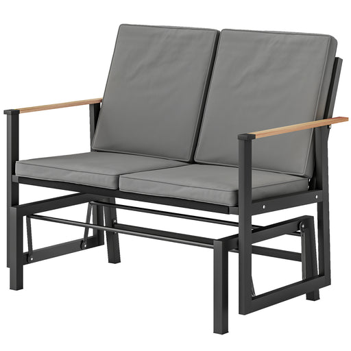 Outsunny - Outdoor Glider Bench for 2 Person, Patio Glider Loveseat with Thick Cushions for Garden Balcony Porch, Dark Grey