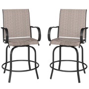 Outsunny - Outdoor Bar Stools Set of 2, 360° Swivel Bar Height Chairs, 26.8" x 29.5" x 48.4", Tan