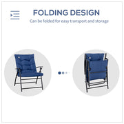 Outsunny - Foldable Lounge Chair, Fabric Upholstered Recliner, Outdoor Lounger with Armrest, Metal Frame for Backyard, Blue