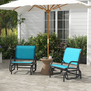 Outsunny - Patio Glider Set of 2 Outdoor Glider Chair with Breathable Mesh Seat & Backrest, Armrests and Metal Frame, Blue