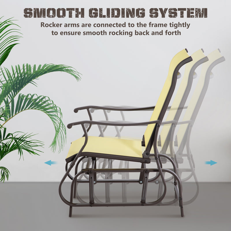 Outsunny - Outdoor Glider Chair, Patio Glider with Steel Frame and Mesh Fabric, Outdoor Chair for Backyard, Garden, Porch, Beige