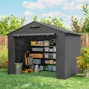 8' x 6' Portable Shed, Waterproof Bike Tent with Roll-up Zipper Door, Vent and Galvanised Metal Frame, Dark Grey