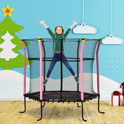 Soozier 63" Kids Trampoline Mini Indoor Bouncer Jumper with Enclosure Net Elastic Thick Padded Pole Gift for 3-6 Years, Pink