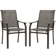 Outsunny - Patio Chairs Set of 2 with Armrest and High Backrest, for Backyard, Balcony, Porch, Poolside, Deck, Garden, Brown