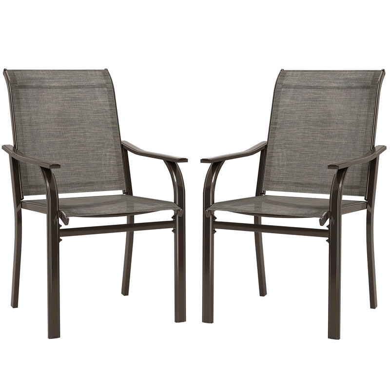 Outsunny - Patio Chairs Set of 2 with Armrest and High Backrest, for Backyard, Balcony, Porch, Poolside, Deck, Garden, Brown