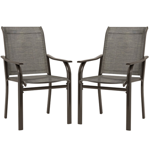 Outsunny - Patio Chairs Set of 2 with Armrest and High Backrest, for Backyard, Balcony, Porch, Poolside, Deck, Garden, Brown